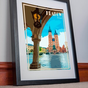 Cracovia Imprimir Cartel lienzo Polonia foto regalo de vacaciones Home Decoración Vacaciones Souvenir retro Art Viajes vintage Arte Varsovia Polska Wisłą Cracovia