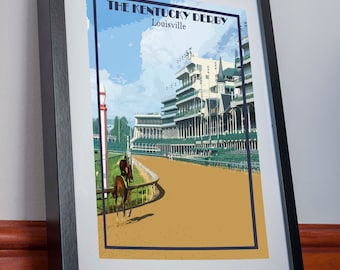 Kentucky Derby Print Poster Canvas Churchill Downs wall art Picture Holiday Gift Sport Decor Retro Travel Vintage Wall horse show gambling