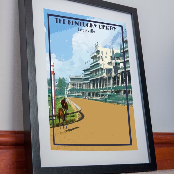 Kentucky Derby Print Poster Canvas Churchill Downs wall art Picture Holiday Gift Sport Decor Retro Travel Vintage Wall horse show gambling