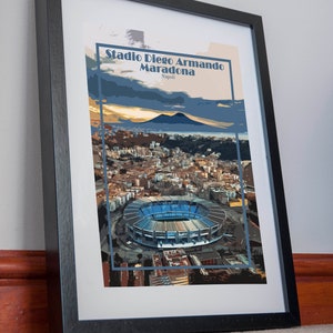 Napoli Stadio Stampa Poster Maradona San Paolo Vintage Artwork Italia Regalo Vacanze Souvenir Arte Retrò Stile Vacanza Viaggio