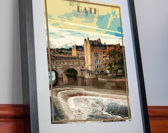Bath Print Poster Canvas Pulteney Bridge Wall Art Decor england Vintage Poster Artwork Picture Holiday Gift Home Vacation Souvenir Retro