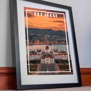 Budapest Imprimir Póster Lienzo Hungría Imprimir Póster Vintage Artwork Decoración de pared Imagen Regalo de vacaciones Casa de vacaciones Retro Viaje Pared affiche