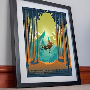 Mountain Bike Print Canvas póster arte de pared descenso MTB estilo vintage viaje enduro ciclismo free ride track bars jump bmx inspiration sport