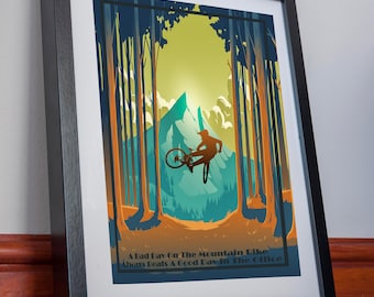 Mountain Bike Print Canvas poster wall art downhill MTB vintage style travel enduro ciclismo free ride track bars jump bmx inspiration sport
