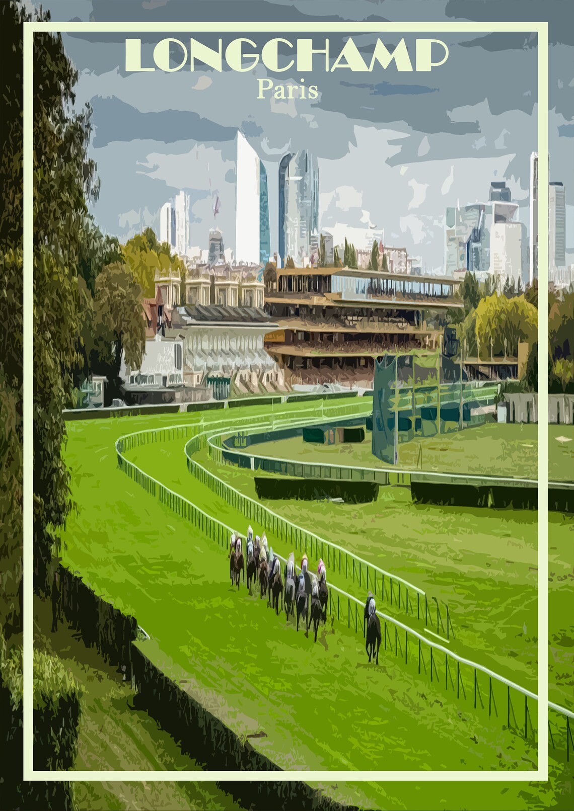 Longchamp Print Canvas Poster Paris Racecourse Horse Racing Etsy
