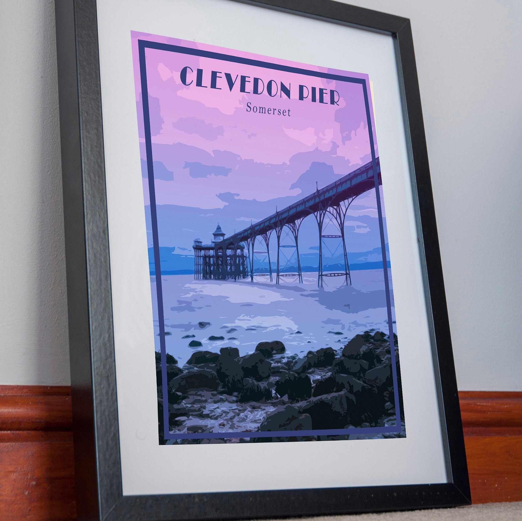 Clevedon Print Poster Canvas Pier Wall Art Decor England Vintage Poster