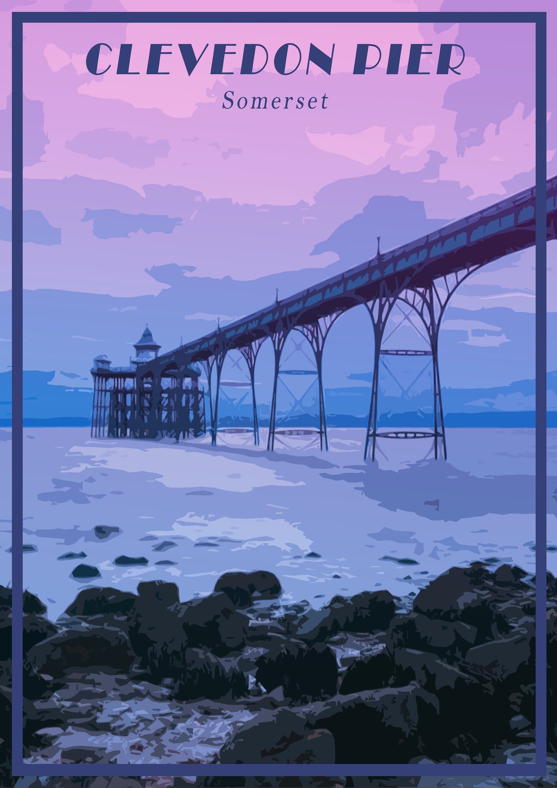 Clevedon Print Poster Canvas Pier Wall Art Decor England Vintage Poster