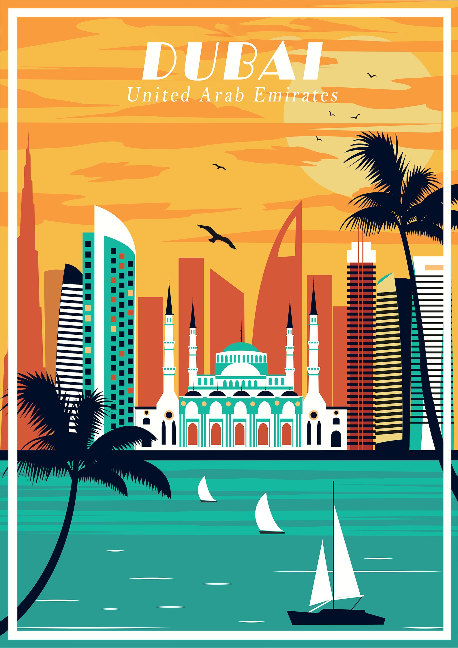 Dubai print canvas Poster United Arab Emirates UAE Landmark Etsy