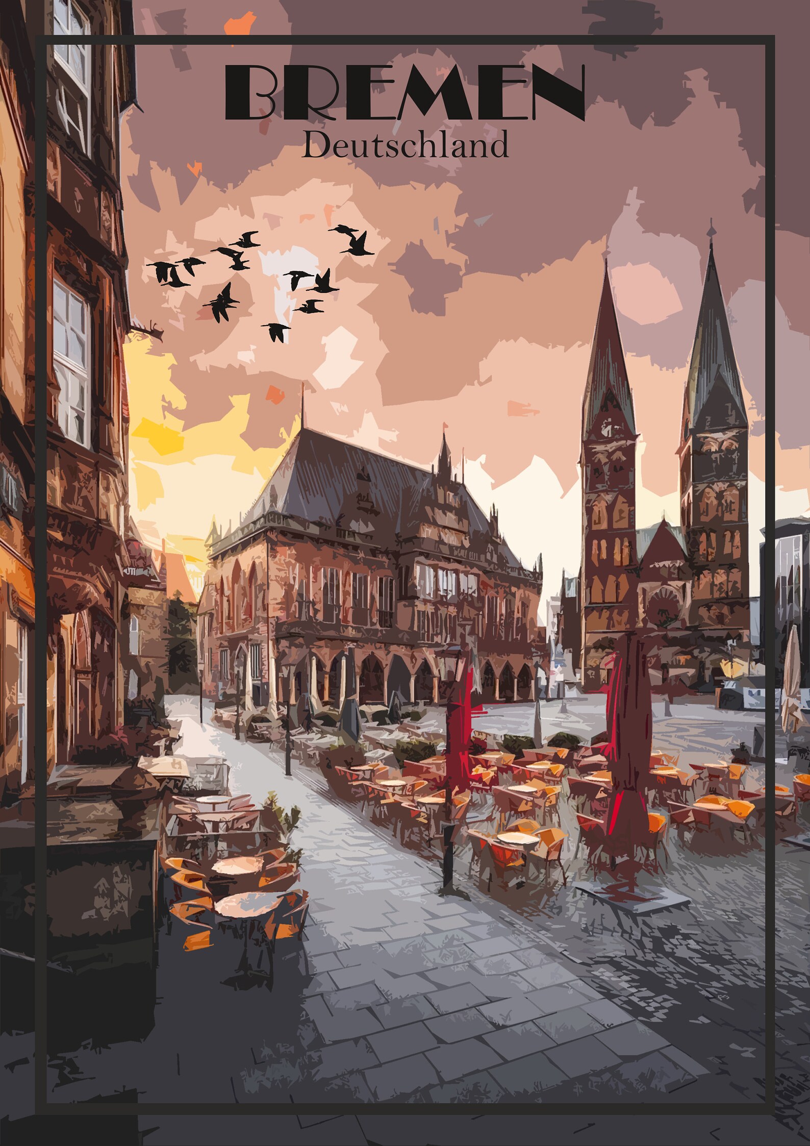 Bremen Print Poster canvas Germany Vintage Travel Poster Wall Etsy 日本