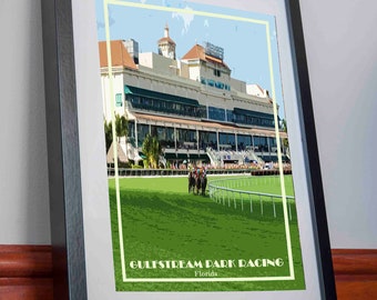 Gulfstream Park Print Canvas Poster Florida Racecourse horse racing Picture Holiday Gift Sport cycling Travel Vintage