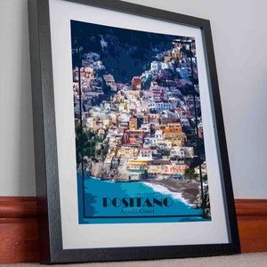 Positano Stampa Poster Tela Costa Italia Arte murale Costiera Amalfitana regalo arte murale decor stampa poster tela vintage viaggio poster stampa opera d'arte