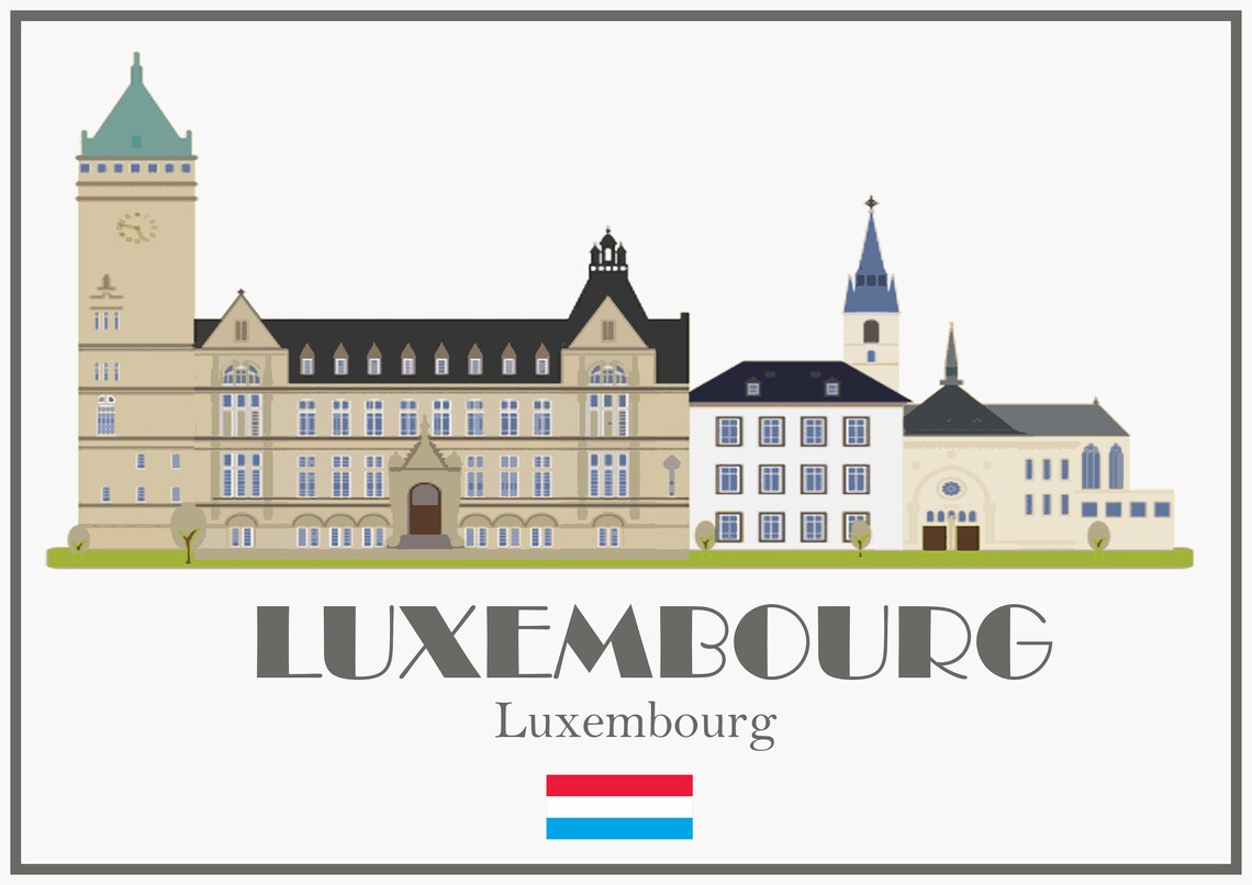 Luxembourg Print Poster Canvas Skyline Cityscape Artwork Etsy