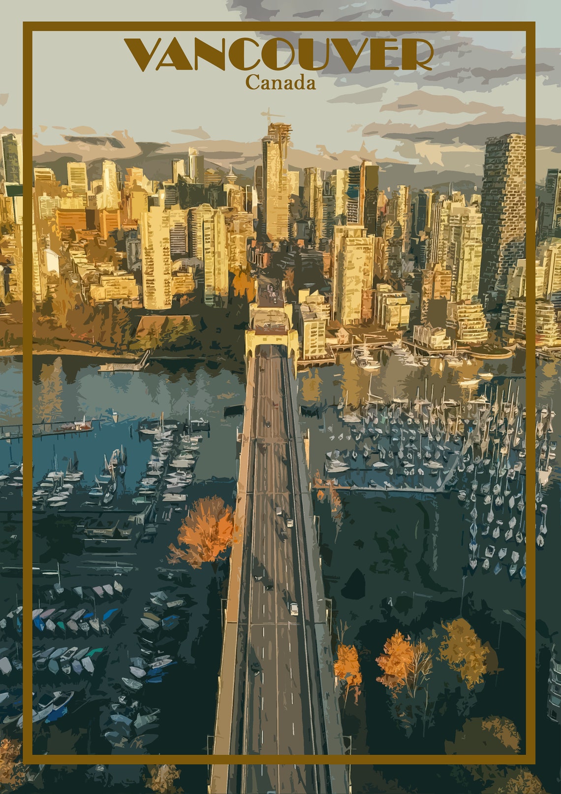 Vancouver Print Poster Canada Canvas wall art decor Gift Etsy