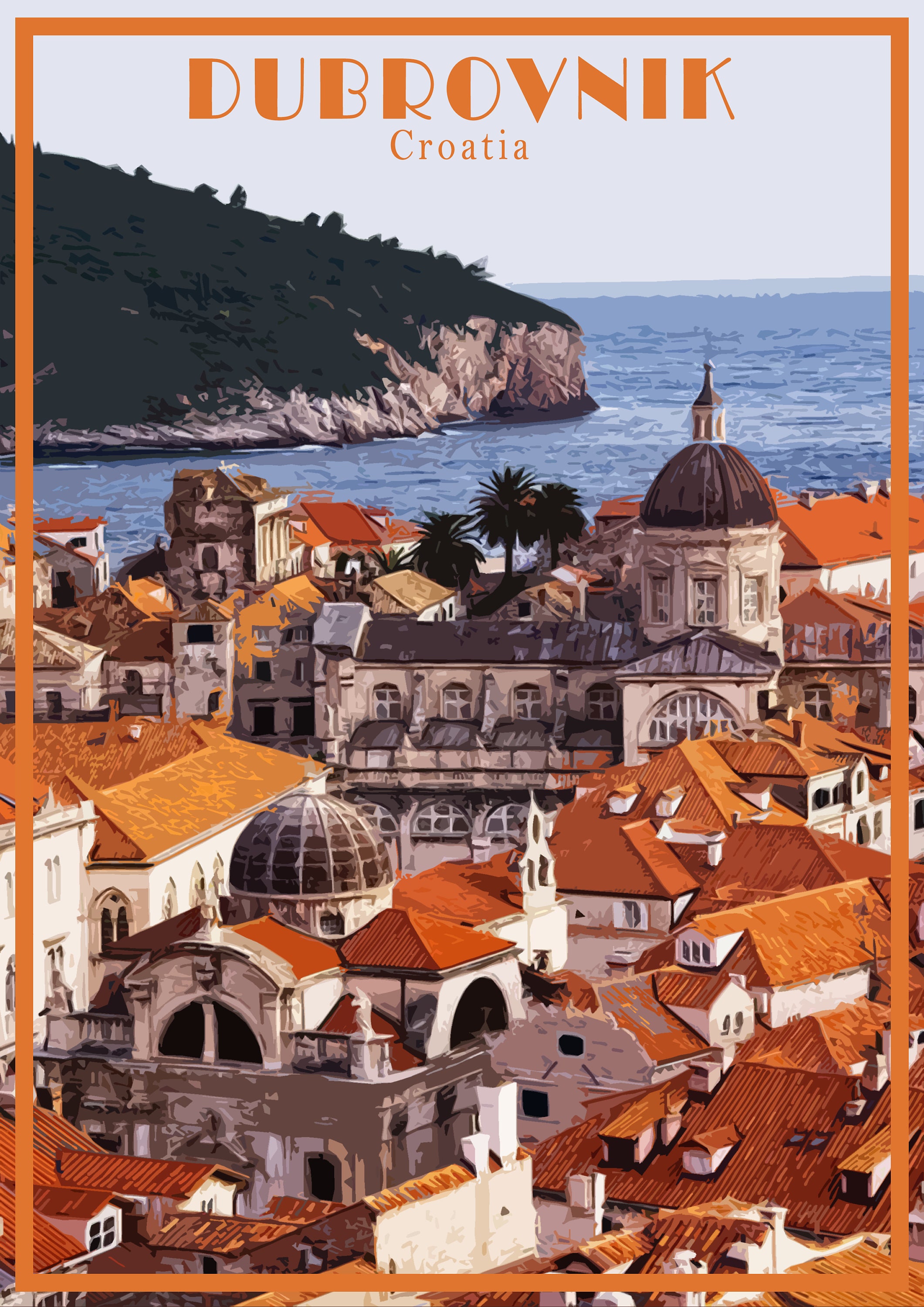 Dubrovnik Print Poster Croatia Canvas Gift wall decor Vintage | Etsy