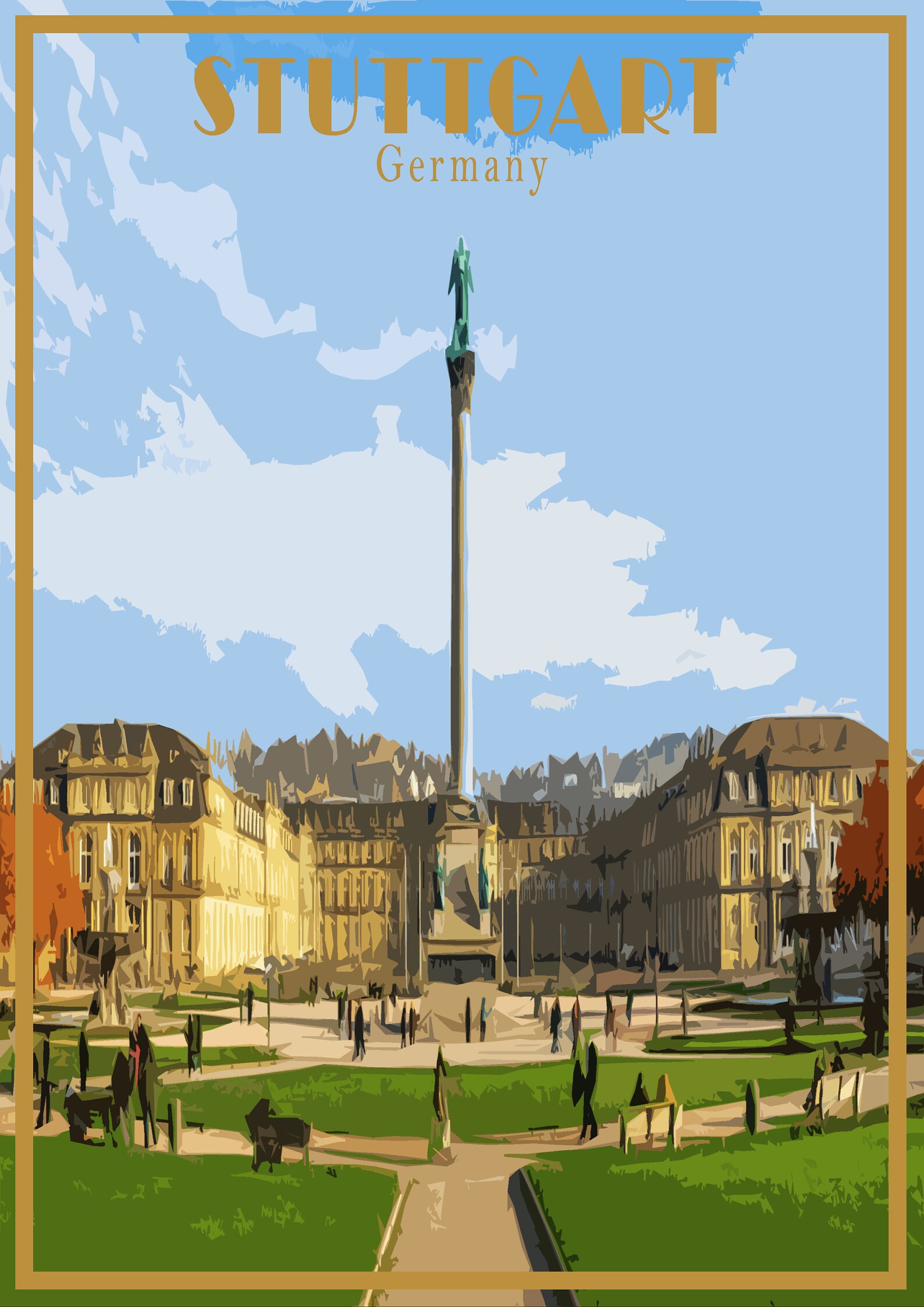 Stuttgart Print Poster Canvas Germany Artwork Wall Decor Etsy