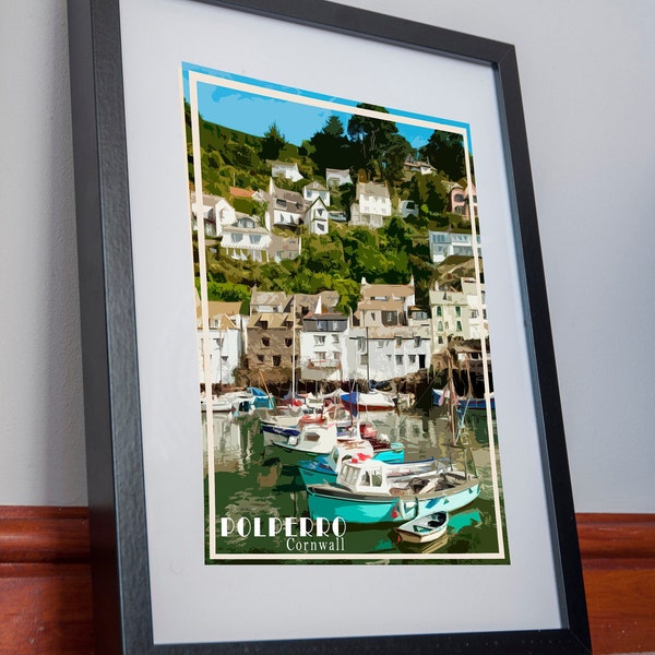 Polperro Print Cornwall Poster Canvas Wall Art Decor england Vintage Poster Artwork Picture Holiday Gift Home Vacation Souvenir Retro Travel