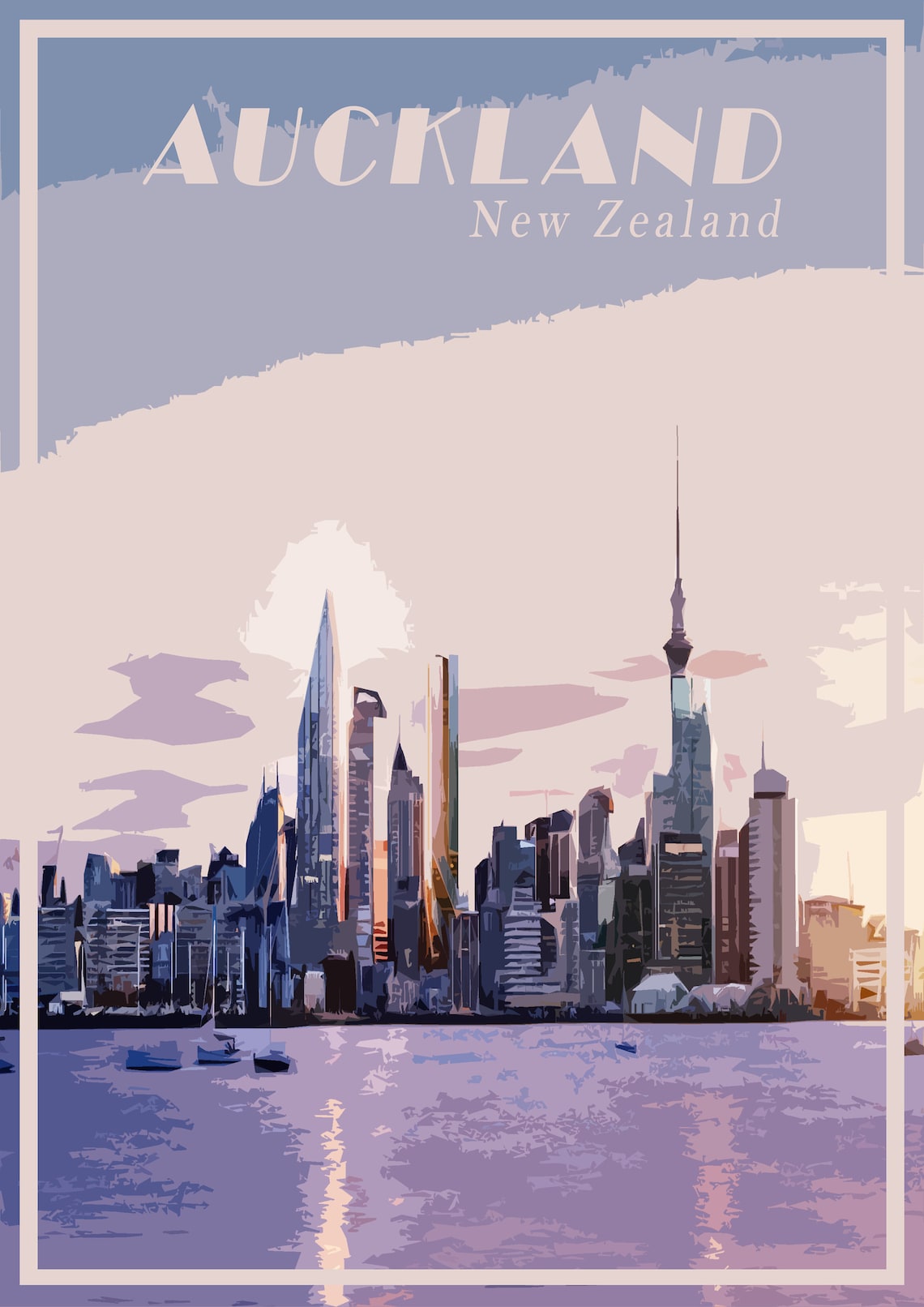 Auckland Print Poster New Zealand Canvas Travel Vintage Artwork Picture Holiday Gift Home Decor