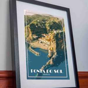 Madeira Print Poster Ponta do Sol City Canvas Wall Art Artwork Picture Holiday Home decoration Vacation Souvenir Retro Print Travel Vintage