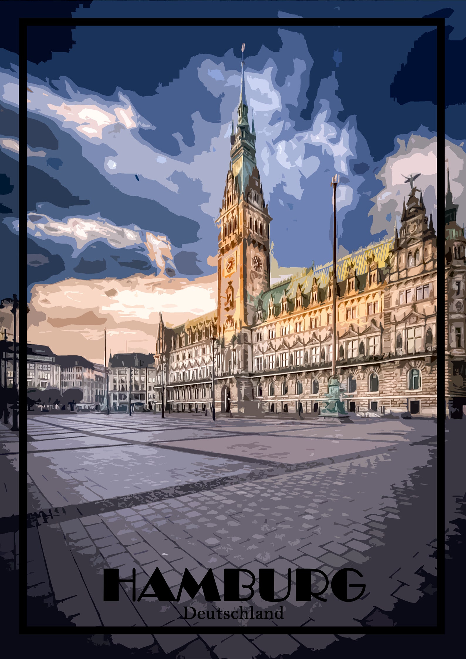 Hamburg Print Poster canvas Germany Vintage Travel Poster Wall Etsy