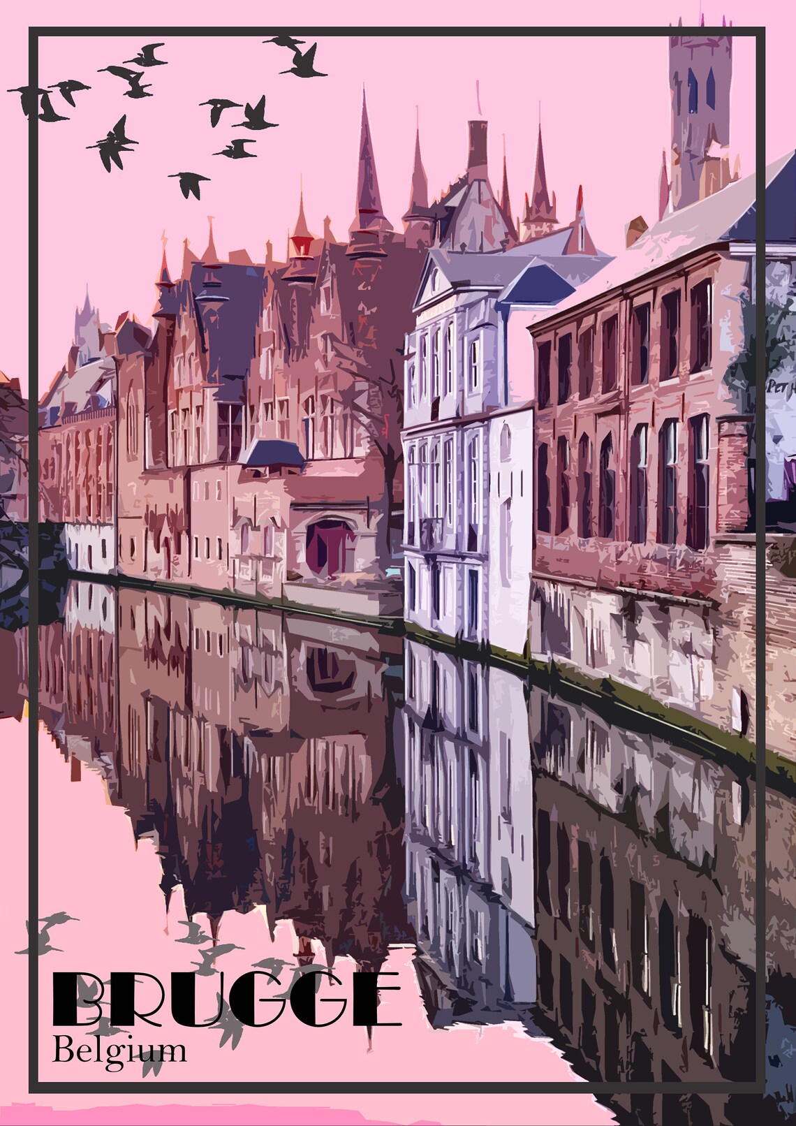 Brugge Print Belgium Poster Canvas Vintage Travel Poster Wall Etsy
