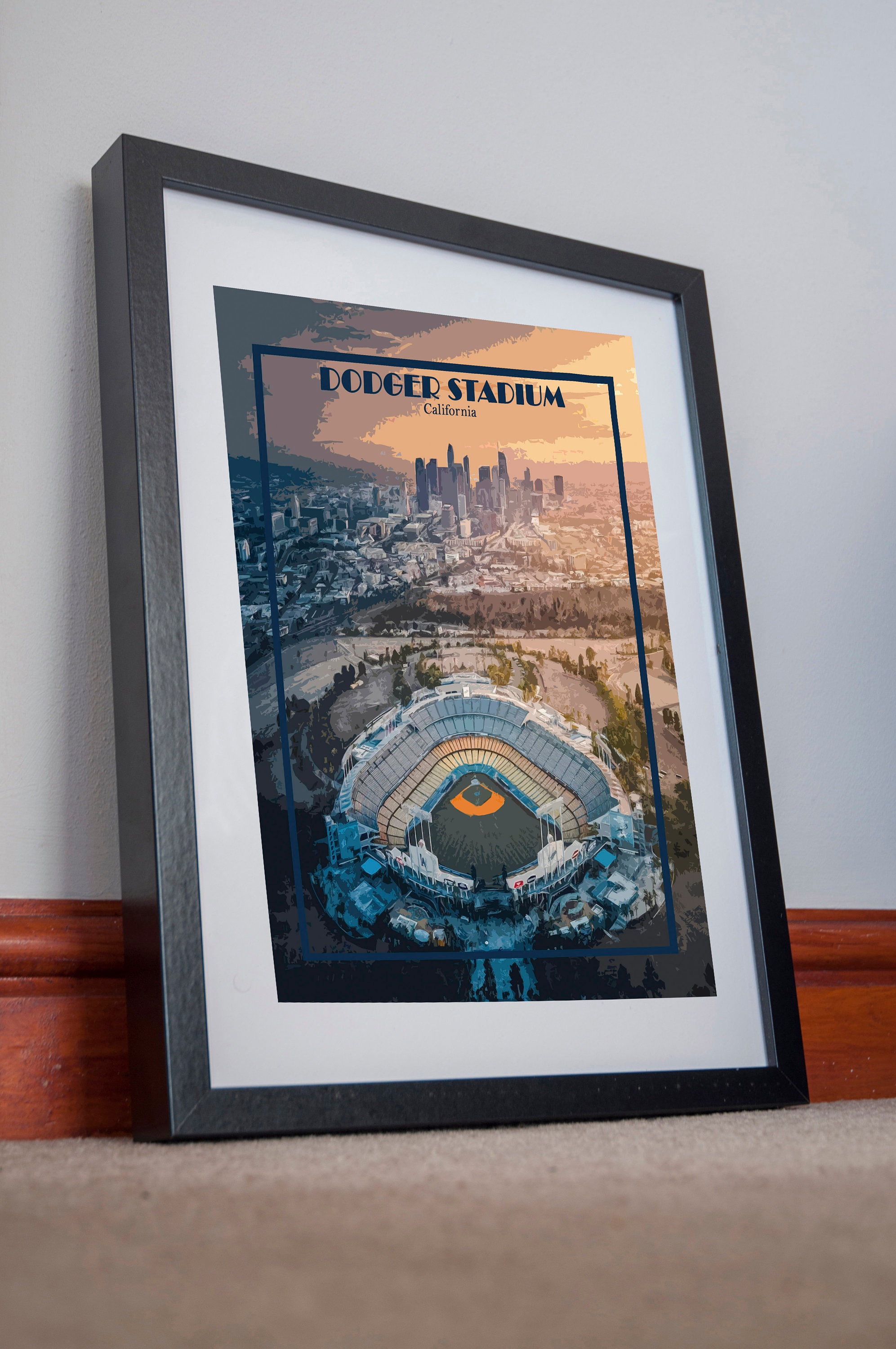 Dodger Stadium Print Poster Canvas la dodgers wall art decor MLB gift idea vintage travel poster