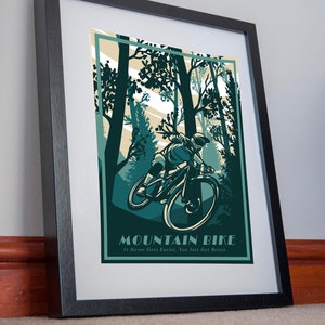 Mountain Bike Print Canvas cartel cuesta abajo MTB vintage estilo de viaje pared arte enduro ciclismo free ride track bars jump bmx inspiration sport