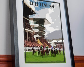 Cheltenham races Print Canvas Poster Picture Holiday Gift Sport Decor Retro Art Travel Vintage Wall horse show gambling fun festival race