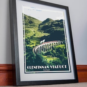 Póster impreso del viaducto de Glenfinnan en lienzo, Escocia, póster impreso en lienzo, imagen de pared, regalo de vacaciones, decoración del hogar, estilo retro, viaje, vintage