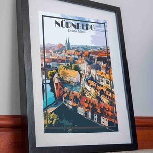 Nurnberg Print poster Germany Canvas Wall Art Geschenk Reise Dekoration Nürnberg Stil Dekoration Marktplatz Bild Gemälde Print Poster