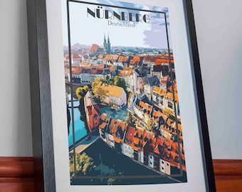 Nurnberg Print poster Germany Canvas Wall Art gift travel Nuremberg Deutchland style decoration marketplace picture Painting Print Poster