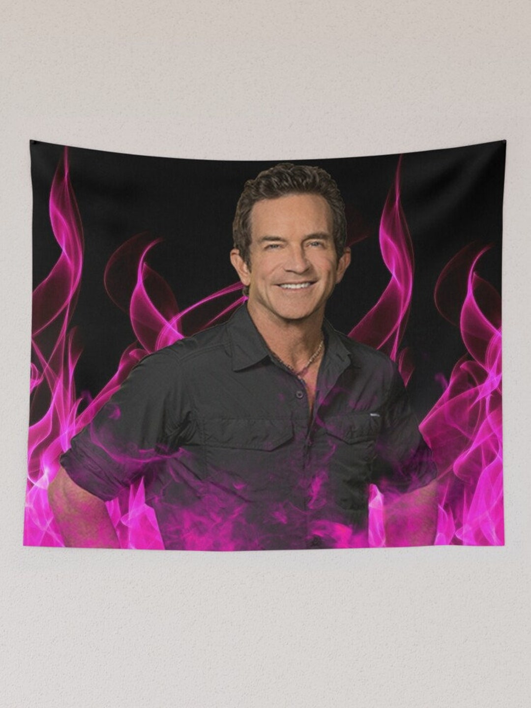 Jeff Probst Survivor Pink Fire Wall Tapestry, Actor Wall Hanging Gifts