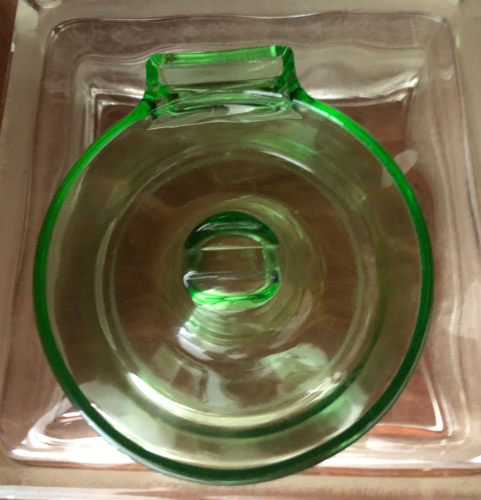 Vintage Green Depression Glass Ashtray Etsy