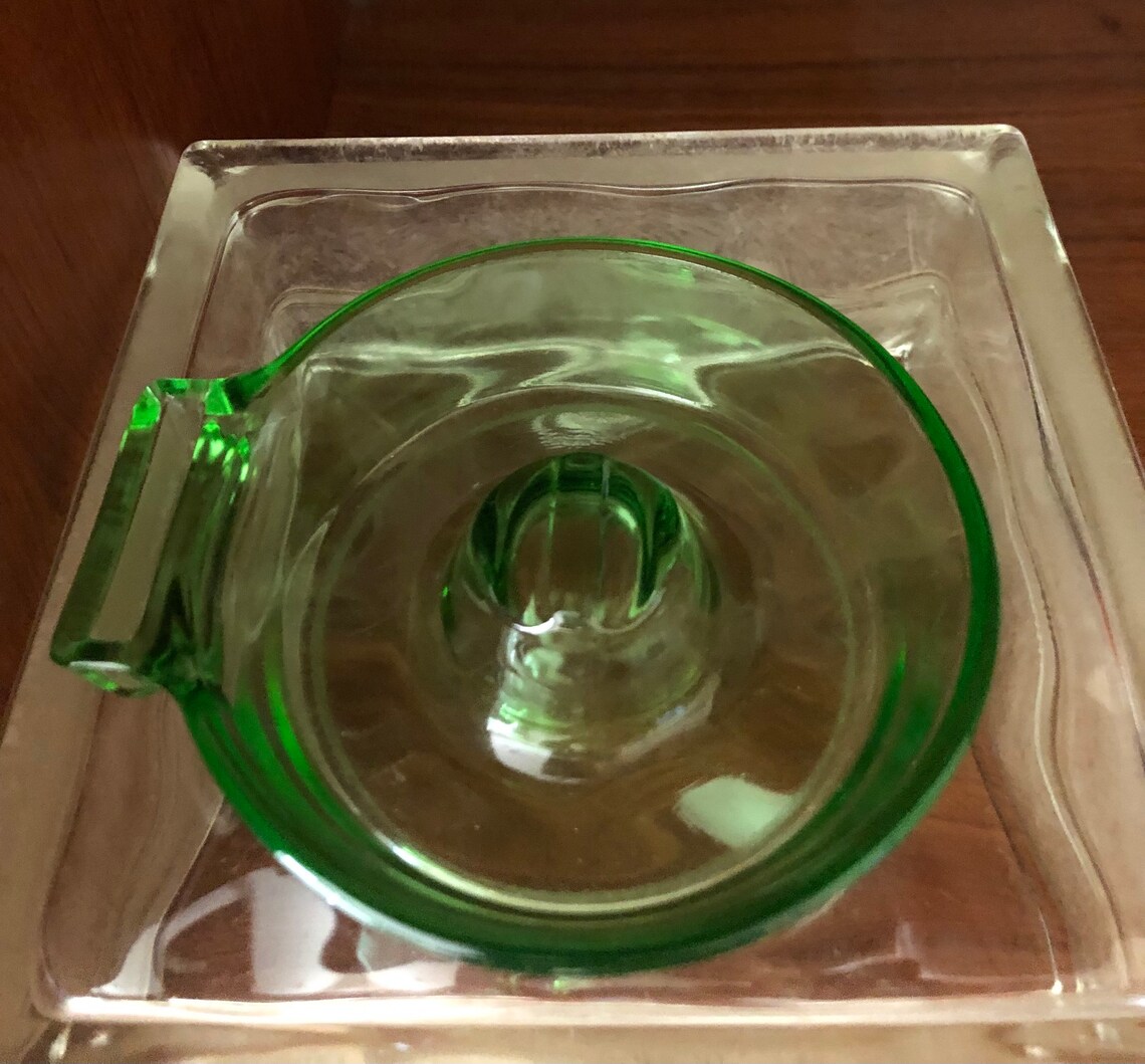 Vintage Green Depression Glass Ashtray Etsy