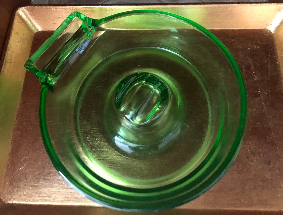 Vintage Green Depression Glass Ashtray Etsy