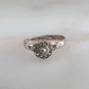 Antique Tibetan Lotus Flower Silver Ring - 99% Silver & U.S. Size 8 Adjustable - Tibetan Jewelry Ring, Tibetan Buddhism Meditation Ring