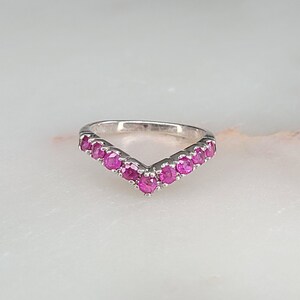 Vintage Genuine Ruby Ring - U.S. Size 5 - 925 Sterling Silver Ring, Red Pink Ruby Gemstone, Birthstone Ring, Anniversary Ring, Wedding Ring