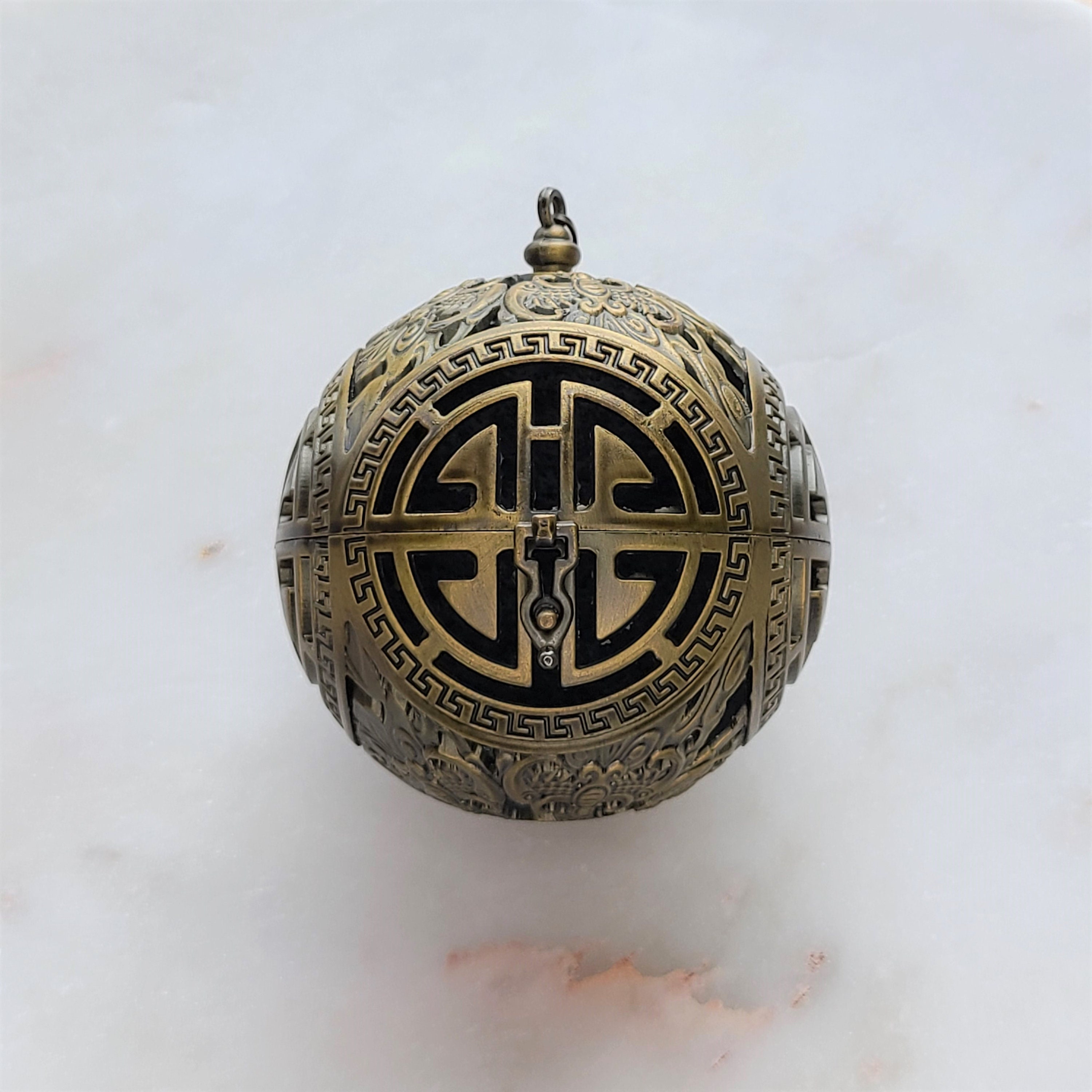 Alloy Incense Burner With Hanging Chain brand New Sphere Etsy Canada
