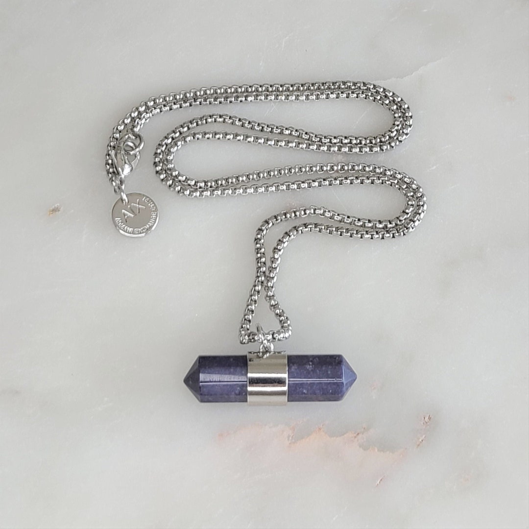 Vintage Armani Exchange Necklace Dark Purple Amethyst Crystal Pedant