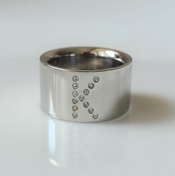 Vintage Folli Follie Initial K Ring With Swarovski Crystal 