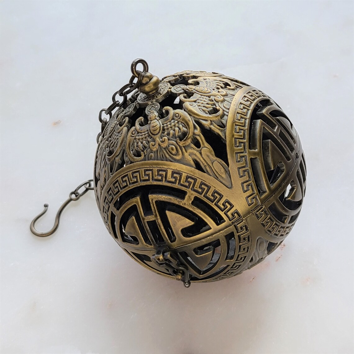 Alloy Incense Burner With Hanging Chain brand New Sphere Etsy Canada