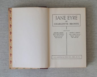 Vintage Two Novels Hardcover Book - Jane Eyre by Charlotte Bronte (Currer Bell) & Wuthering Heights by Emily Brontë - Library Edition