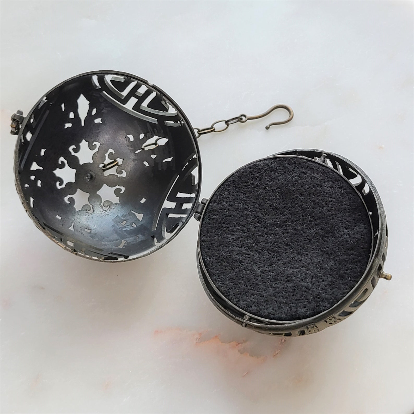 Alloy Incense Burner With Hanging Chain brand New Sphere Etsy Canada