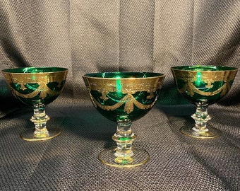 Vintage Murano Glass Barbini 1950s Italy 24K Gold Compote Christmas Red Goblet Vintage Murano Glass Barbini 1950s Italy 24K Gold Compote Christmas Red Goblet