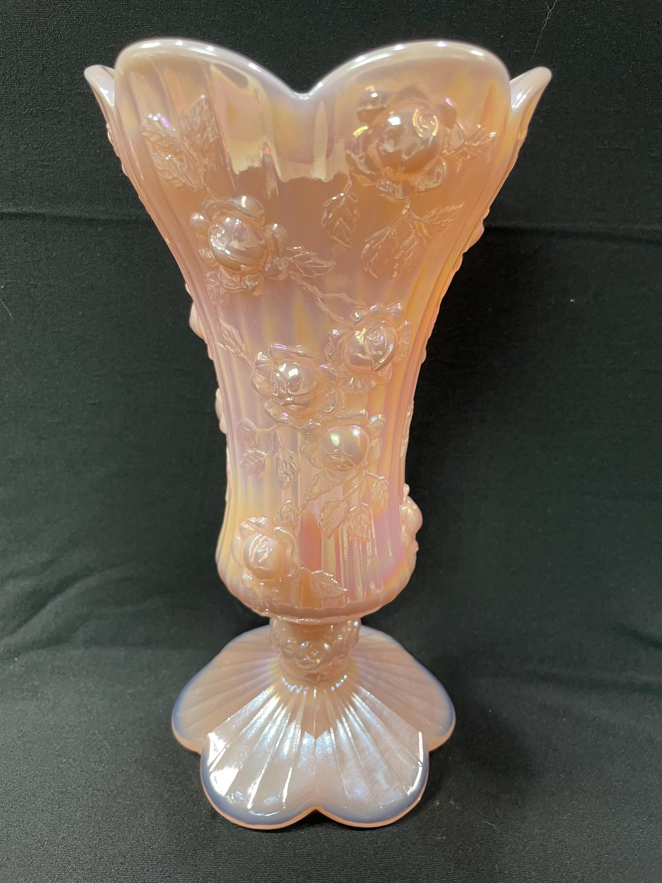 Fenton フェントン アンベリーナ キャベツ ローズ コンポート Buy Fenton Scalloped Iridescent Pink Glass Cabbage Rose 9