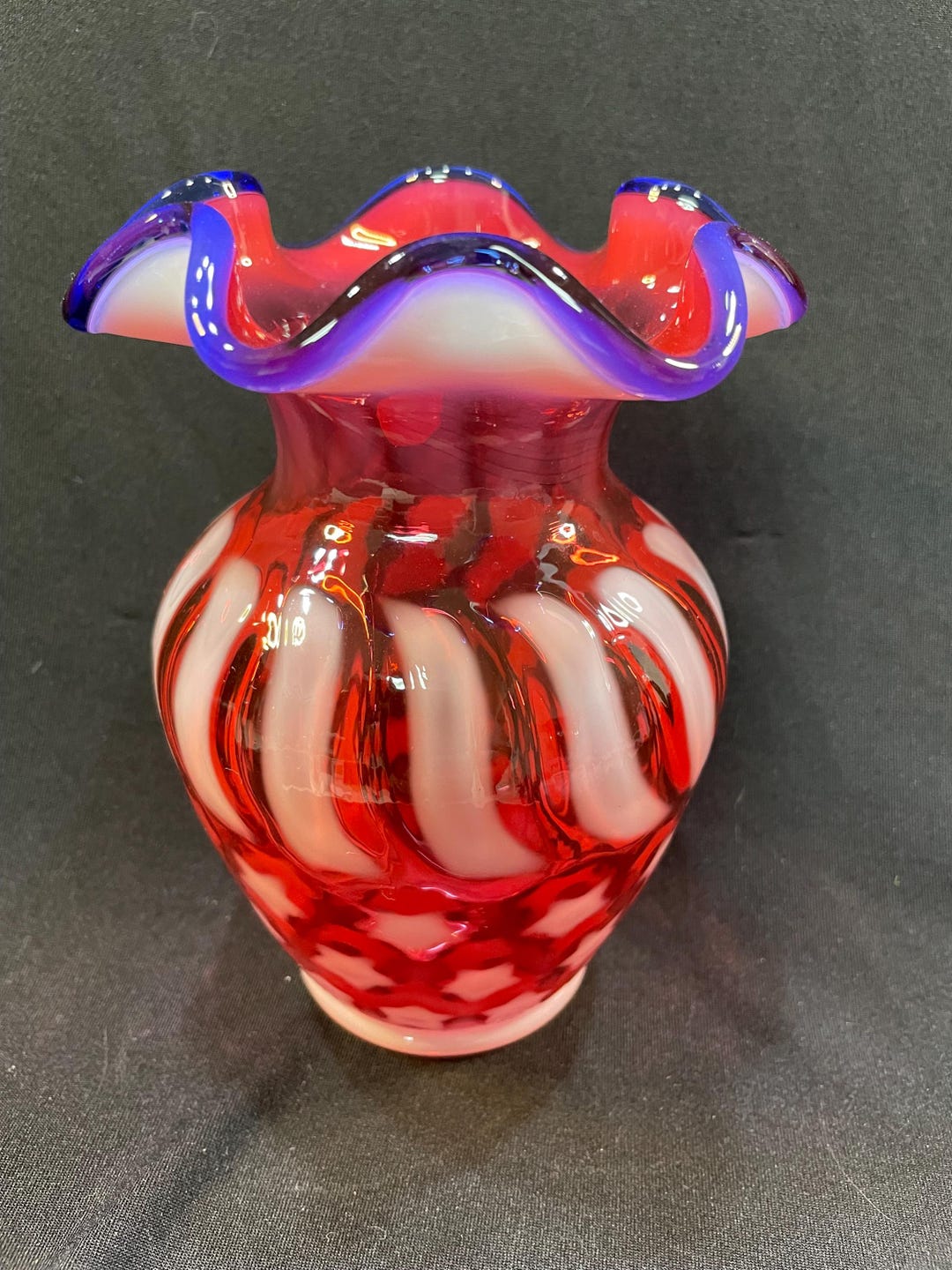 Fenton Art Glass Stars and Stripes Ruby Vase - Etsy