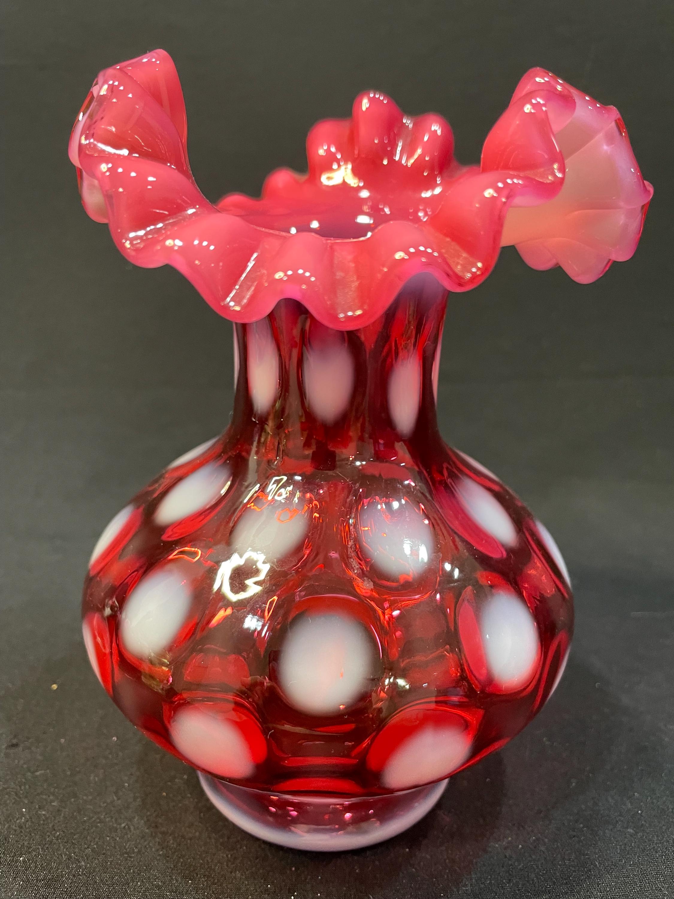 花瓶・フラワースタンド VINTAGE FENTON COIN DOT BOWL 花瓶・フラワー