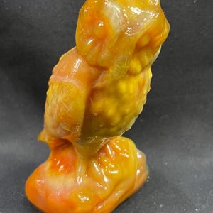 Vintage Boyd Tan Marble Slag Glass Owl Figurine