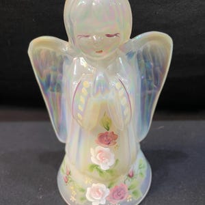 Fenton Art Glass Opalescent Iridescent Girl Praying Angel