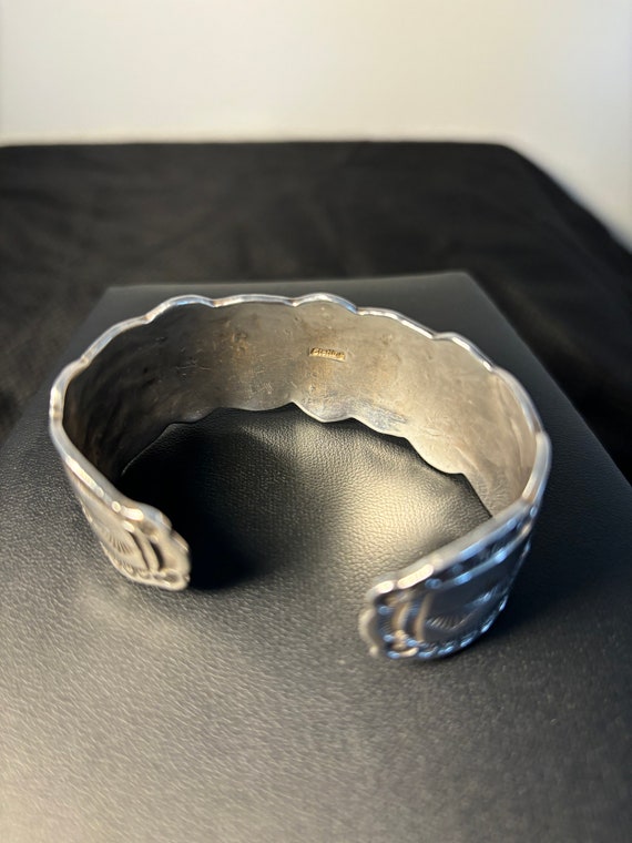 Sterling Silver Multi Stone Vintage Cuff Bracelet… - image 4