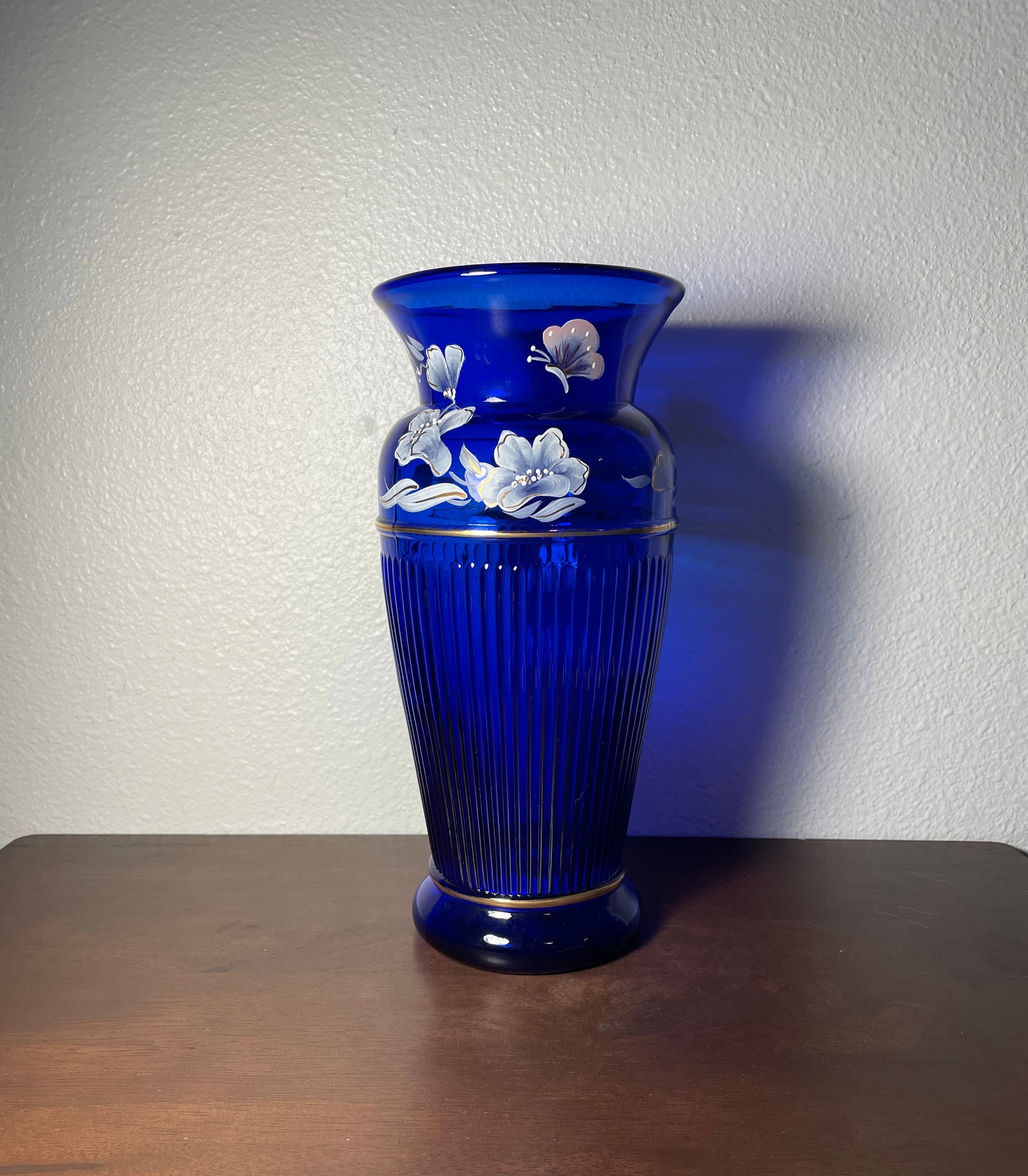 Fenton Ruffled Basket With Hand Painted Flowers by Artist/landmark